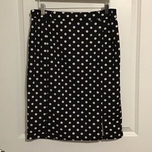 Elegant Black and White Polka Dot Pencil Skirt